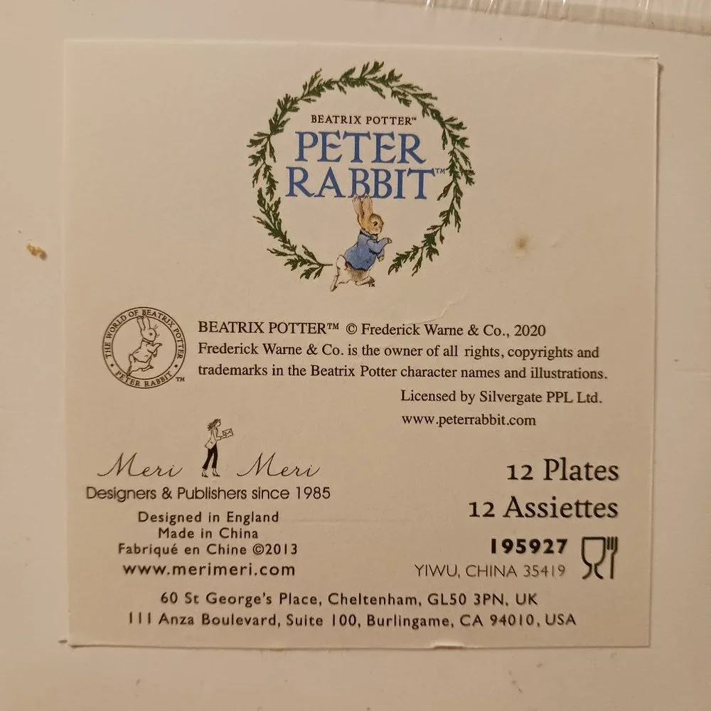 Meri Meri Beatrix Potter Peter Rabbit Yellow Happy Easter 24 Plates 9